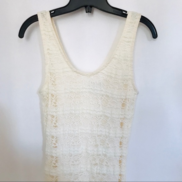 Ivory Lace Bodycon Dress Size M - Picture 2 of 5